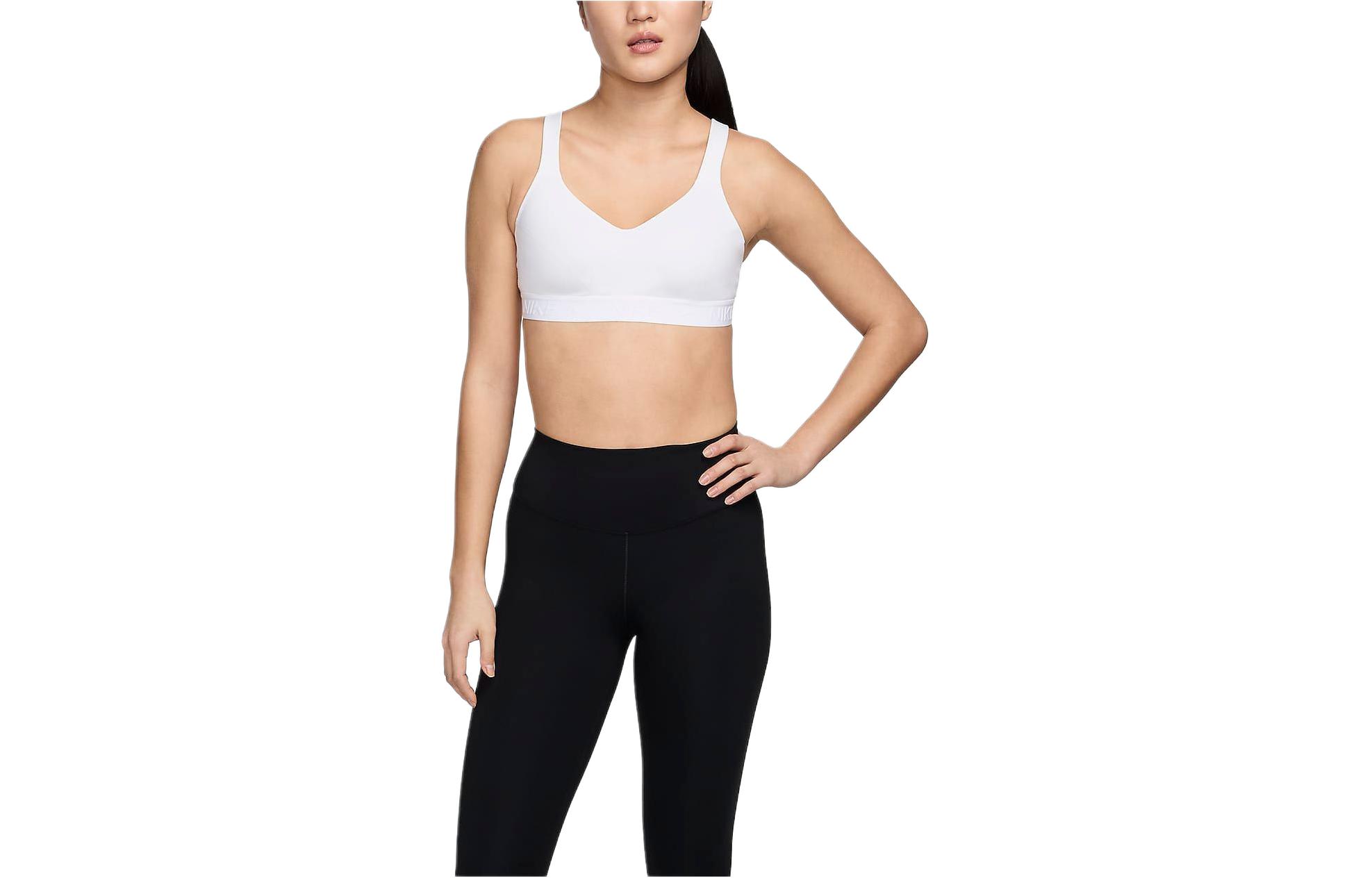 

Nike Женский спортивный бюстгальтер с мягкими чашками и регулировкой белый