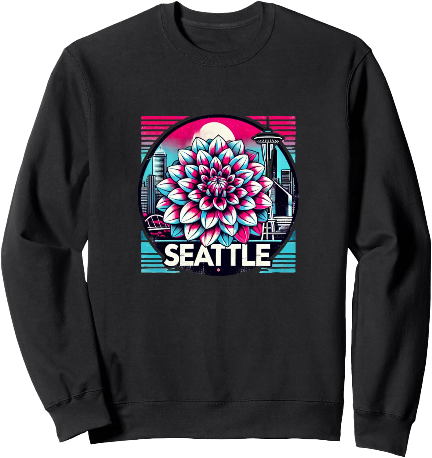

Толстовка с изображением георгина, Сиэтл, Вашингтон Vintage Seattle Lover Snugg, черный