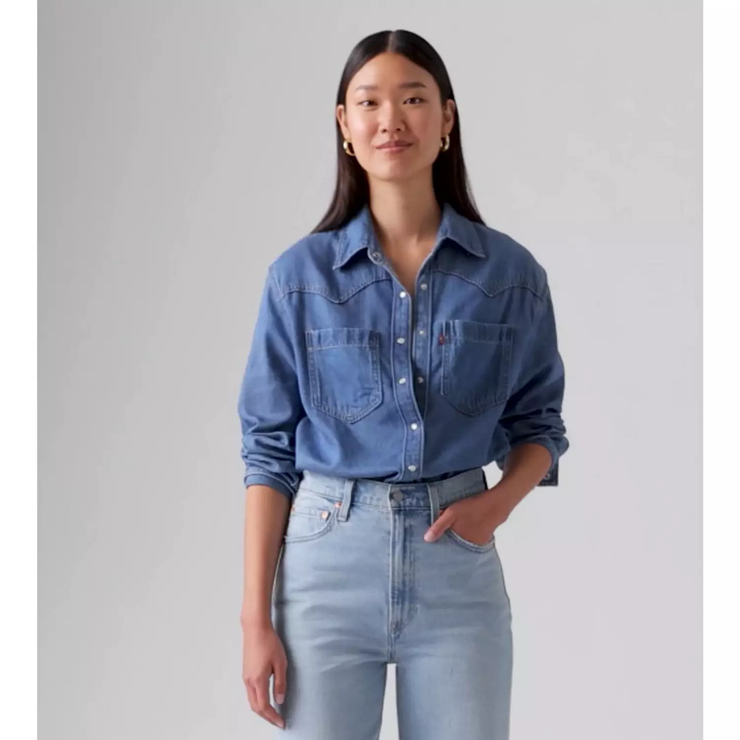 Рубашка Teodora с металлическим наконечником в стиле вестерн Levi's, цвет Going Steady Tipped - Medium Wash — фото 4