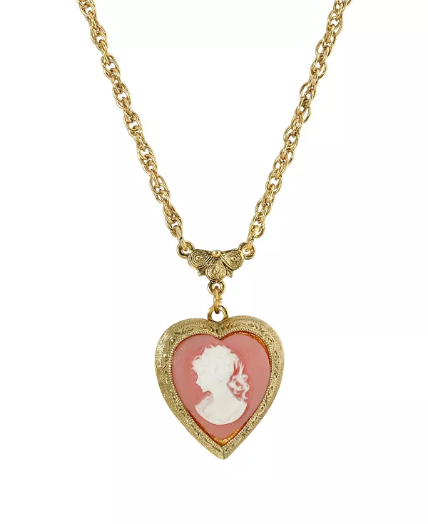 

Золотистое ожерелье с камеей в форме сердца, регулируемое, 16 дюймов 2028, orange