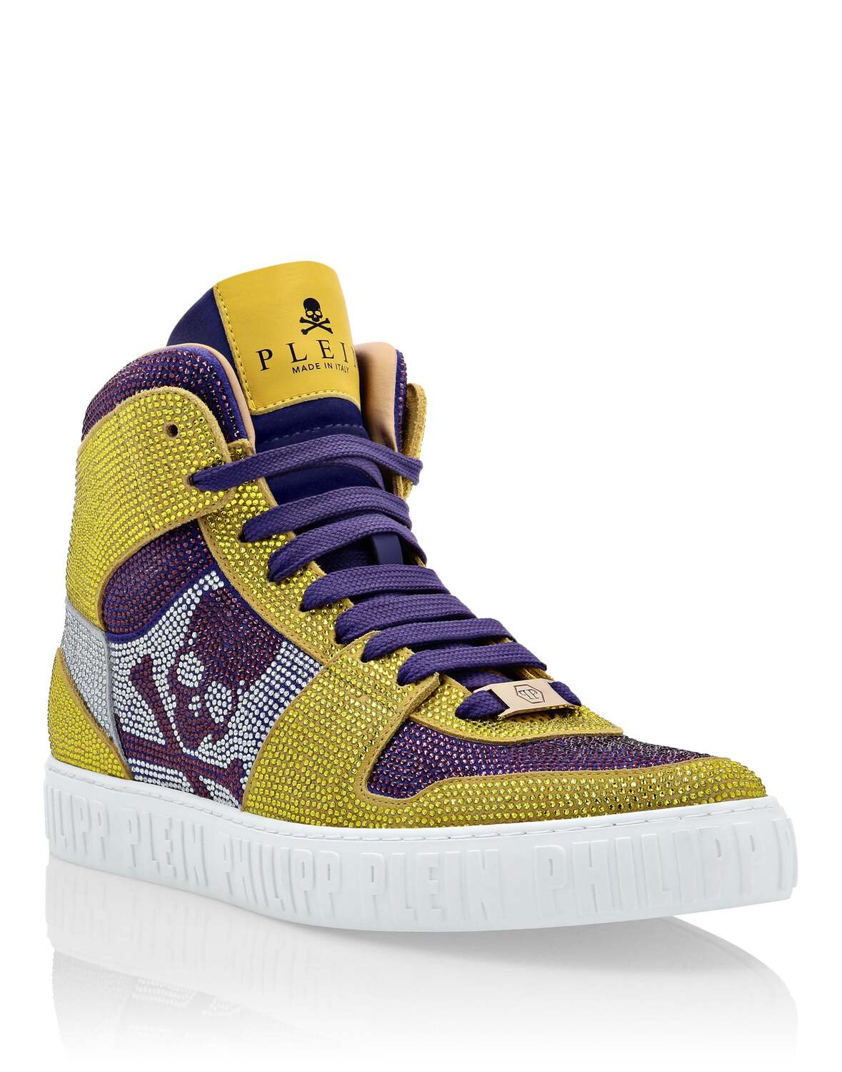 

Кроссовки HI-TOP NOTORIOUS CRYSTAL SKULL с кристаллами PHILIPP PLEIN, желтый