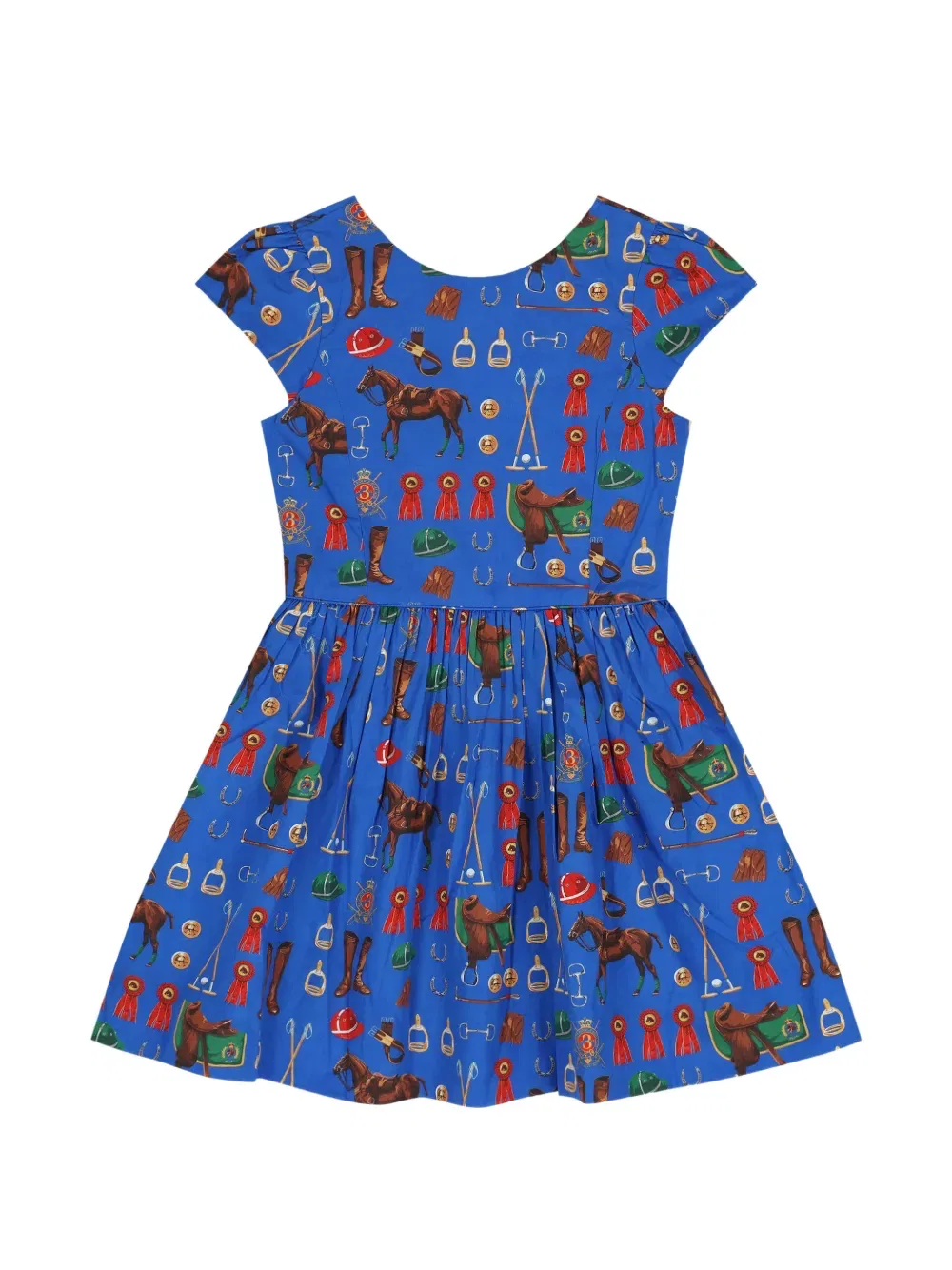 Платье с принтом и оборками Polo Ralph Lauren Kids, синий