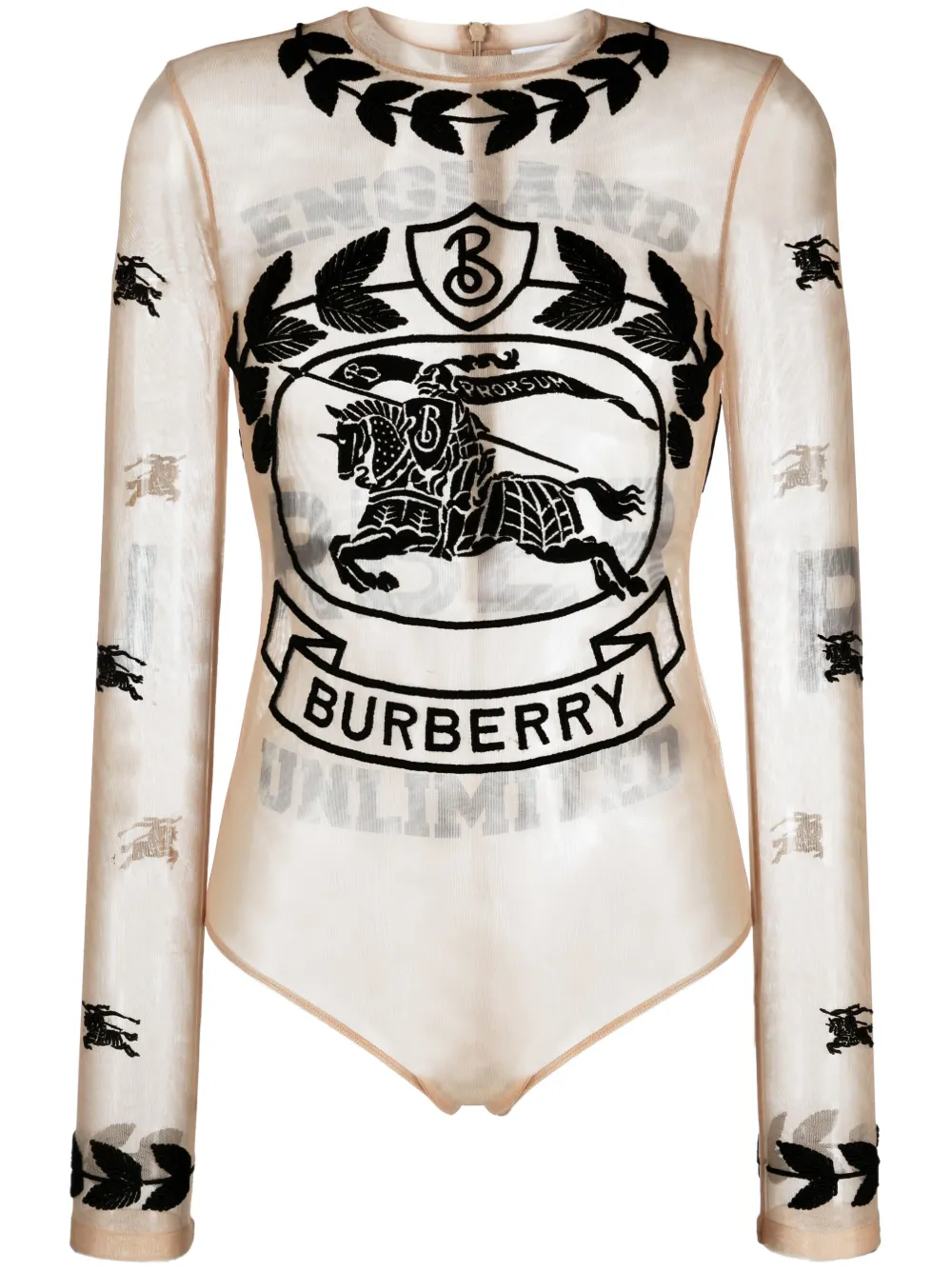 

Боди EKD из тюля с вышивкой BURBERRY, нейтральный