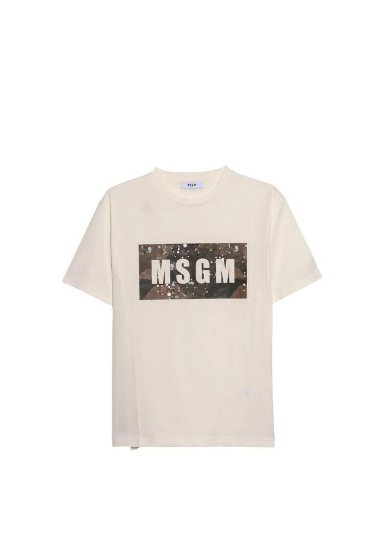 Футболка, хлопок, для детей Msgm, бежевый — фото 4
