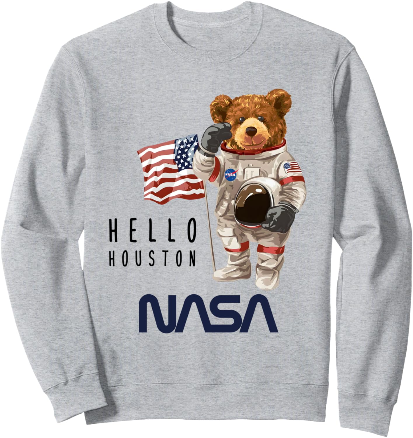 

Толстовка с логотипом плюшевого мишки-червячка NASA в виде астронавта, серая Nasa Astronaut Teddy Bear