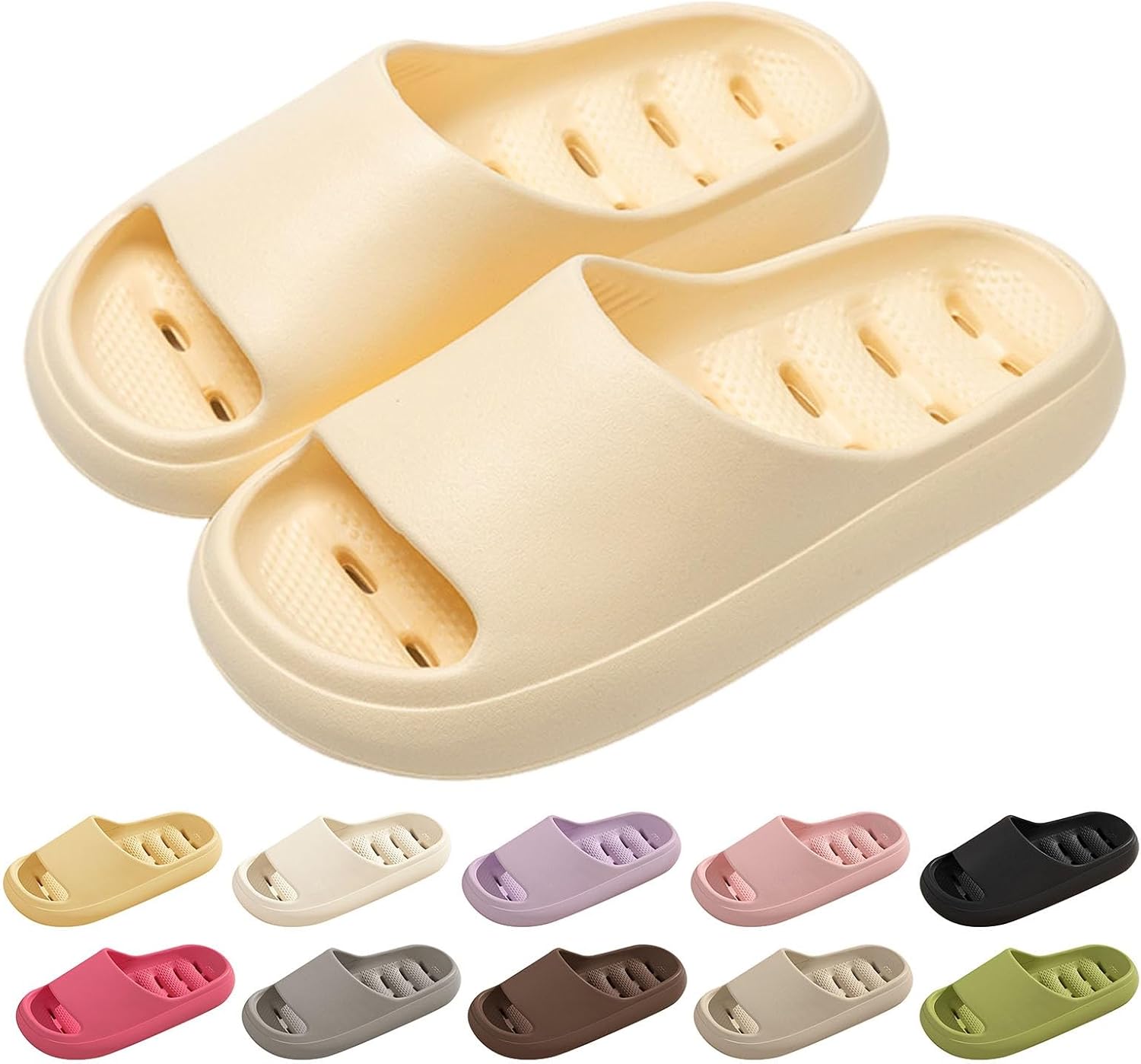 

Душевые тапочки для женщин и мужчин с массажным эффектом, мягкая амортизированная подошва - противоскользящие шлепанцы, быстро сохнущие сланцы, пляжные сандалии, переносные тапочки Generic, желтый