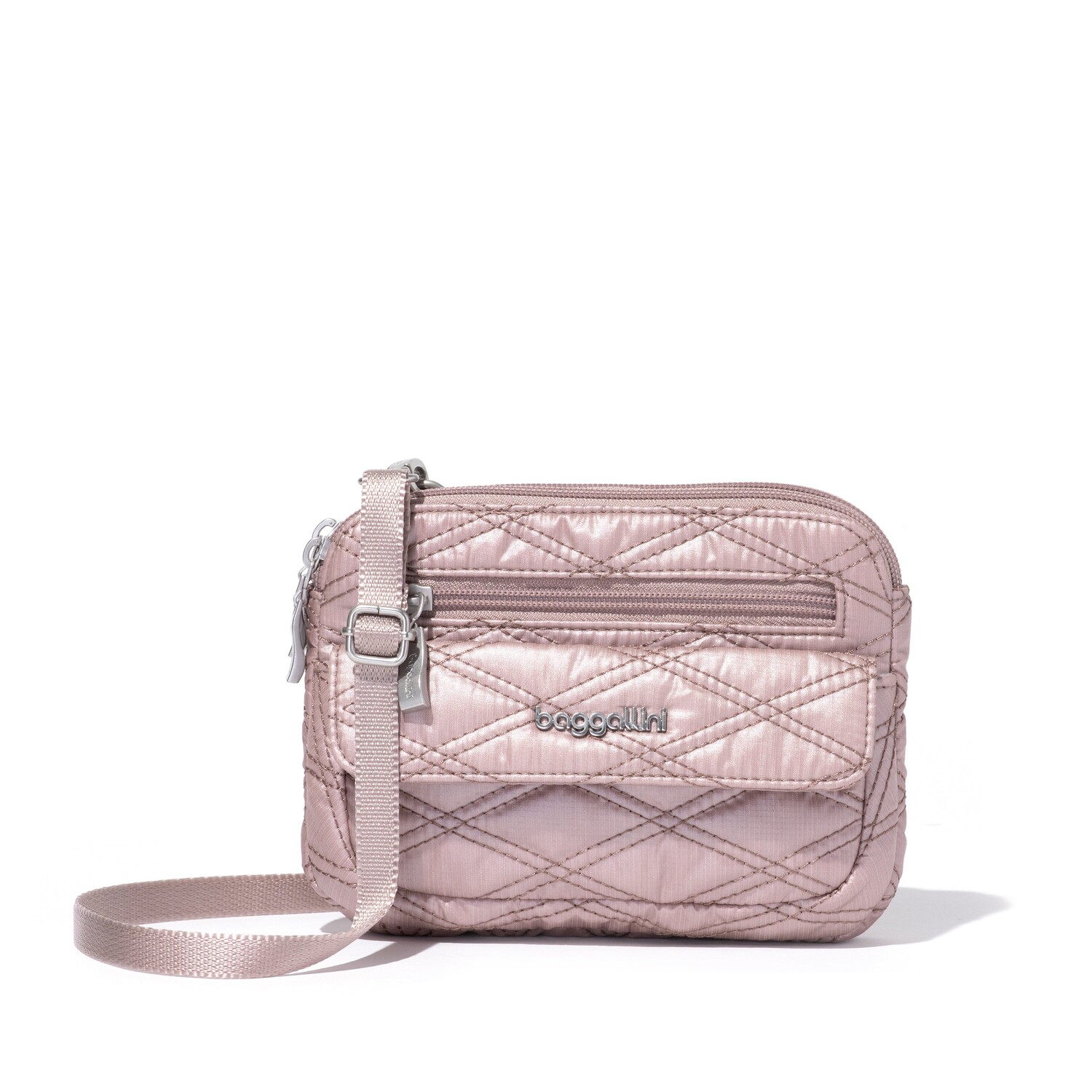 

Baggallini Женская мини-сумка через плечо Modern Everywhere, цвет Rose Metallic Quilt
