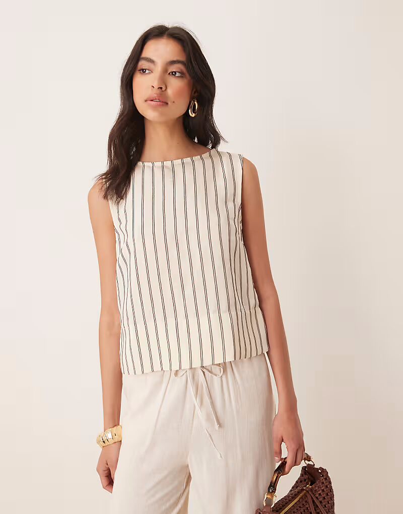 

Топ на бретелях ASOS DESIGN в полоску цвета пахты