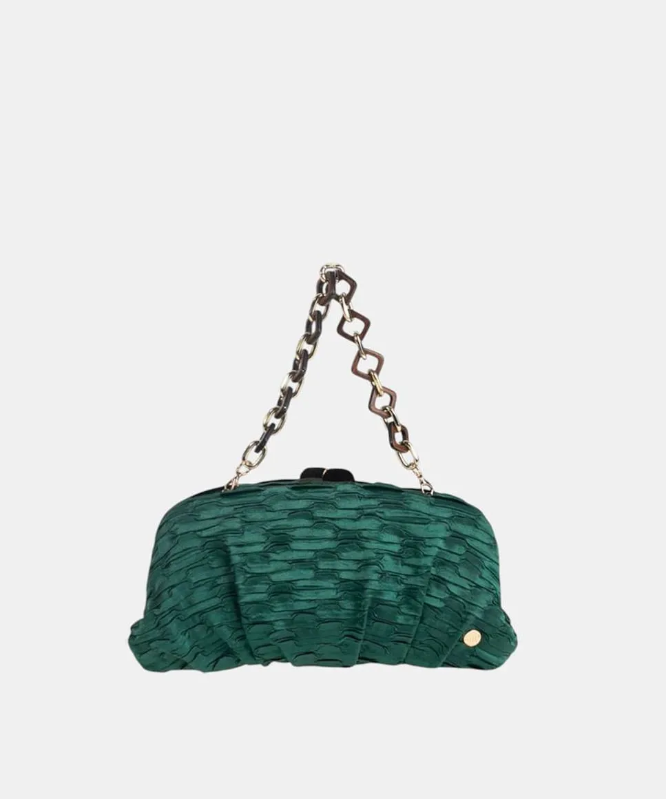 

Клатч с застежкой-рамкой маленького размера из атласа Volum, зеленый