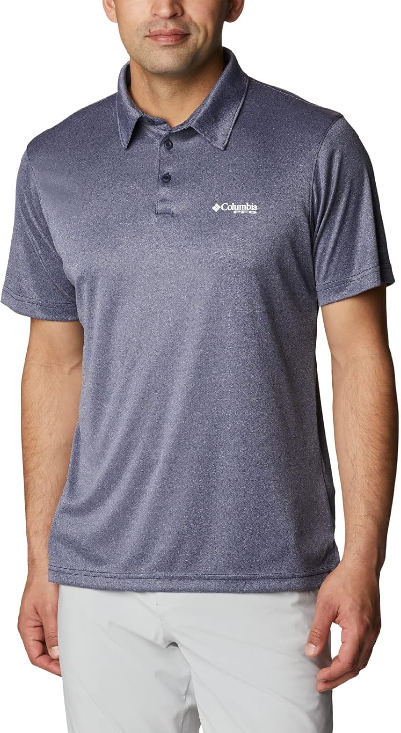 

Columbia мужская футболка поло Terminal Tackle Heather, Collegiate Navy Heather/White Logo, Белый, Columbia мужская футболка поло Terminal Tackle Heather, Collegiate Navy Heather/White Logo