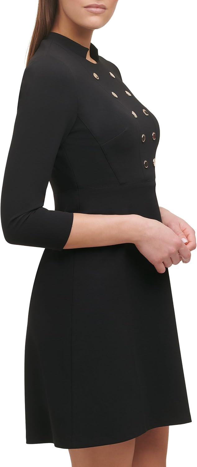 Женское платье Tommy Hilfiger с высоким воротом и заниженной талией, Black — фото 2