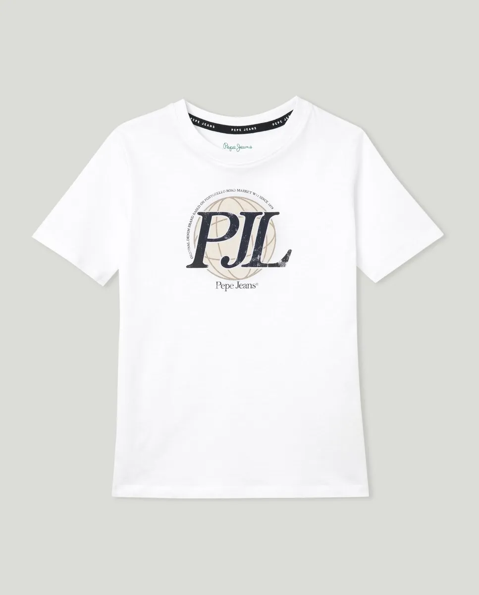 

Футболка с короткими рукавами и рисунком PJL для мальчиков Pepe Jeans, белый