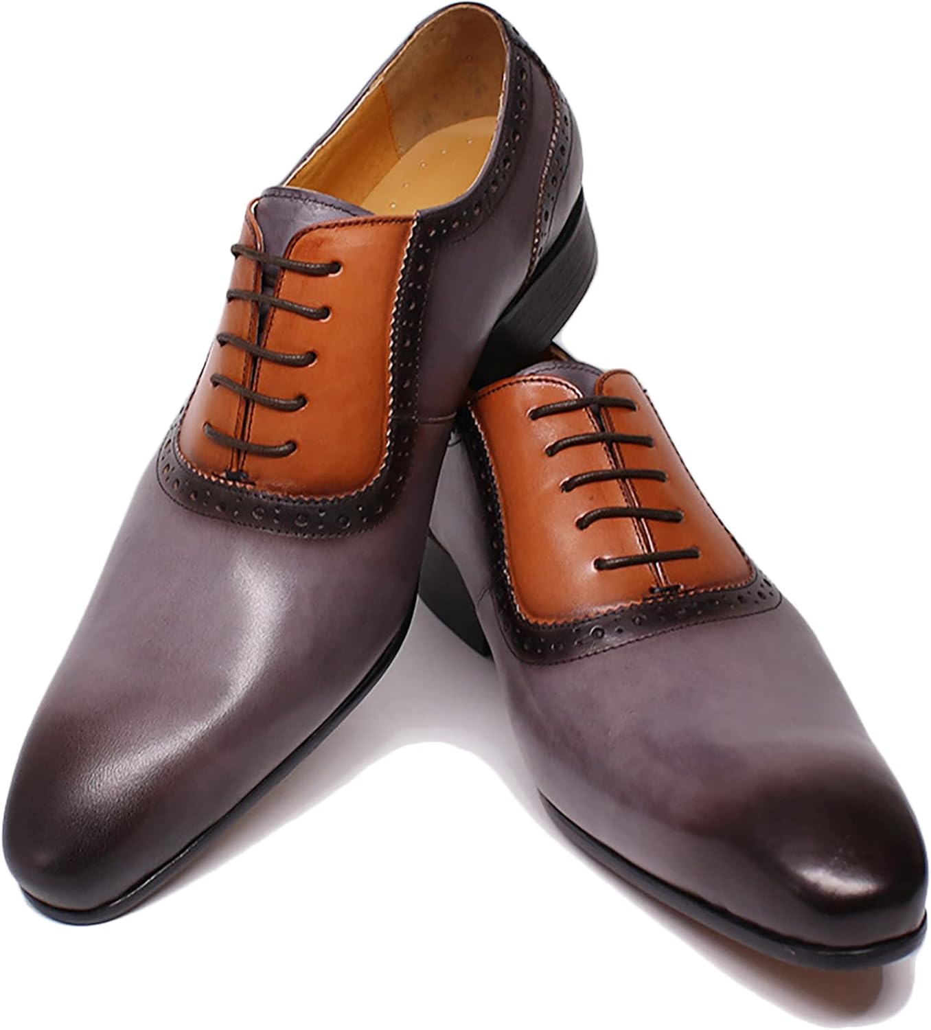 

Мужские оксфорды броги, классические туфли с шнуровкой, деловые повседневные, для свадьбы и вечеринки, серые, 44 Generic