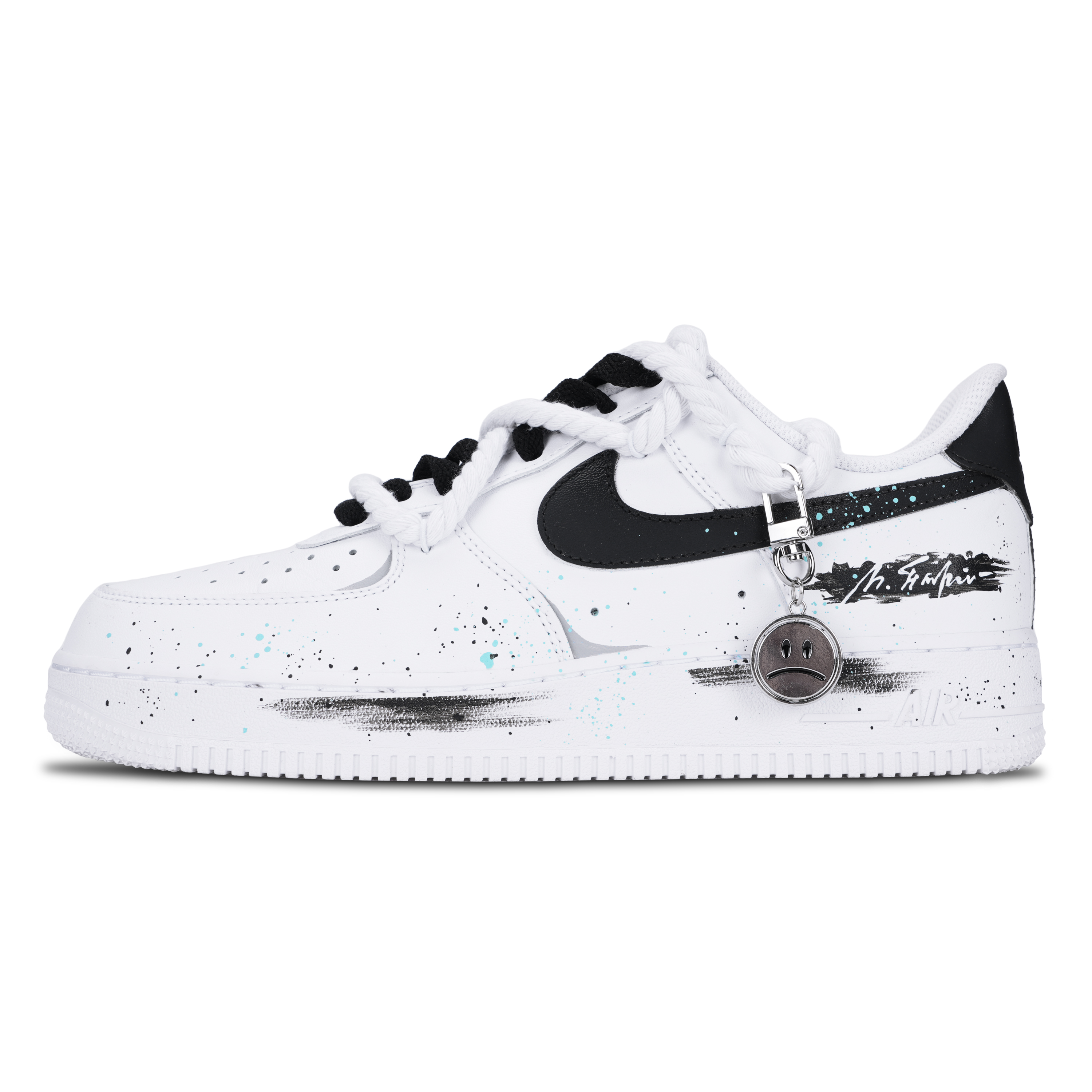 

Nike Кроссовки Air Force 1 Black White Splatter с низким верхом, противоскользящие, водонепроницаемые, мужские, черно-белые