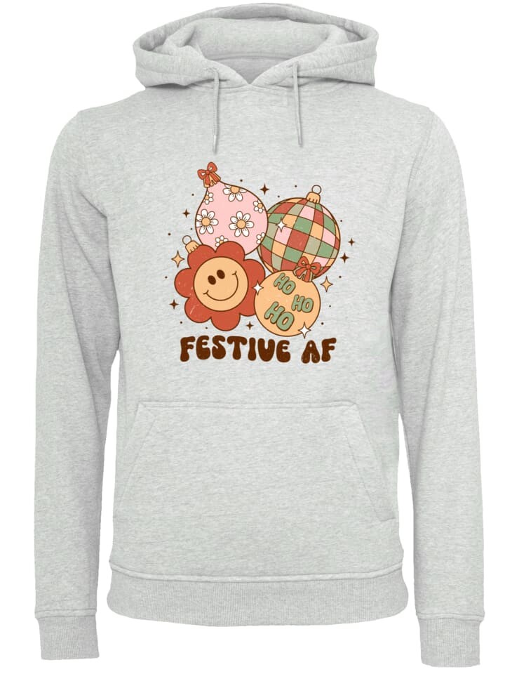

Пуловер F4NT4STIC Hoodie Festive AF Christmas Tree Balls, пятнистый серый