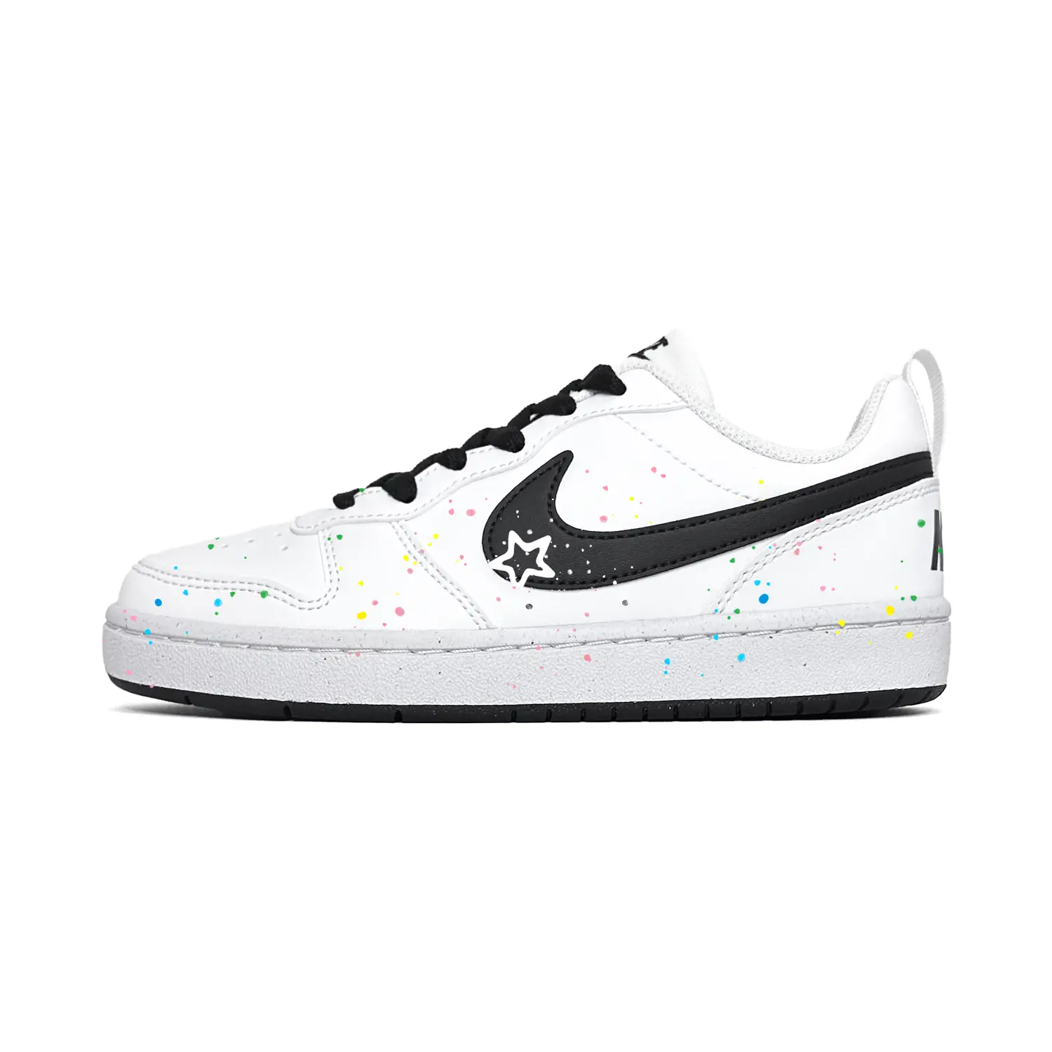 

Nike Детские низкие скейтбордистские кроссовки Court Borough с разноцветными чернильными брызгами, износостойкие, черные, для подростков