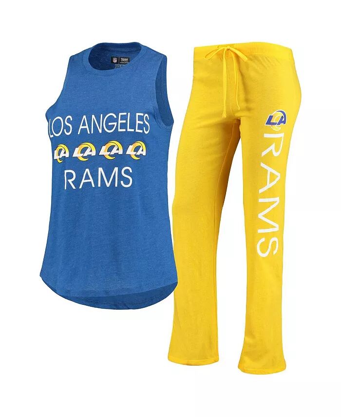 

Женский комплект для сна из топа и брюк Royal Los Angeles Rams Muscle цвета золотого цвета Concepts Sport, золотой