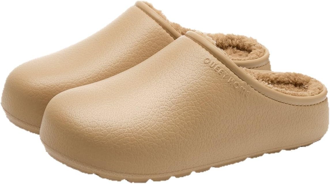 

Унисекс сабо с подкладкой, водонепроницаемые зимние тапочки для садa, нескользящие домашние и мюли с подкладкой Generic, хаки