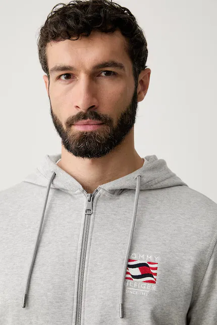 Толстовка с капюшоном на молнии Tommy Hilfiger, серый — фото 4