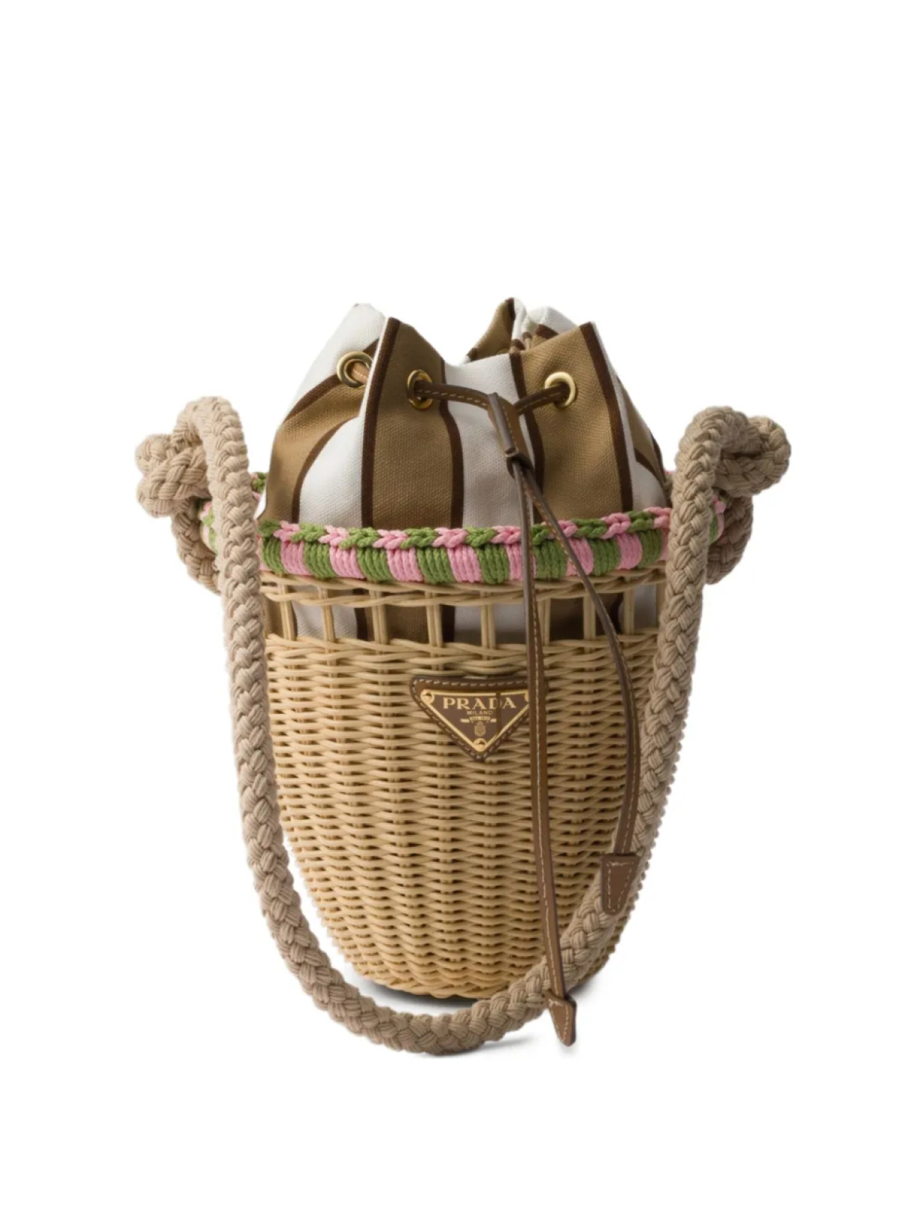 

Prada плетеная сумка-ведро Wicker размера мини, нейтральный
