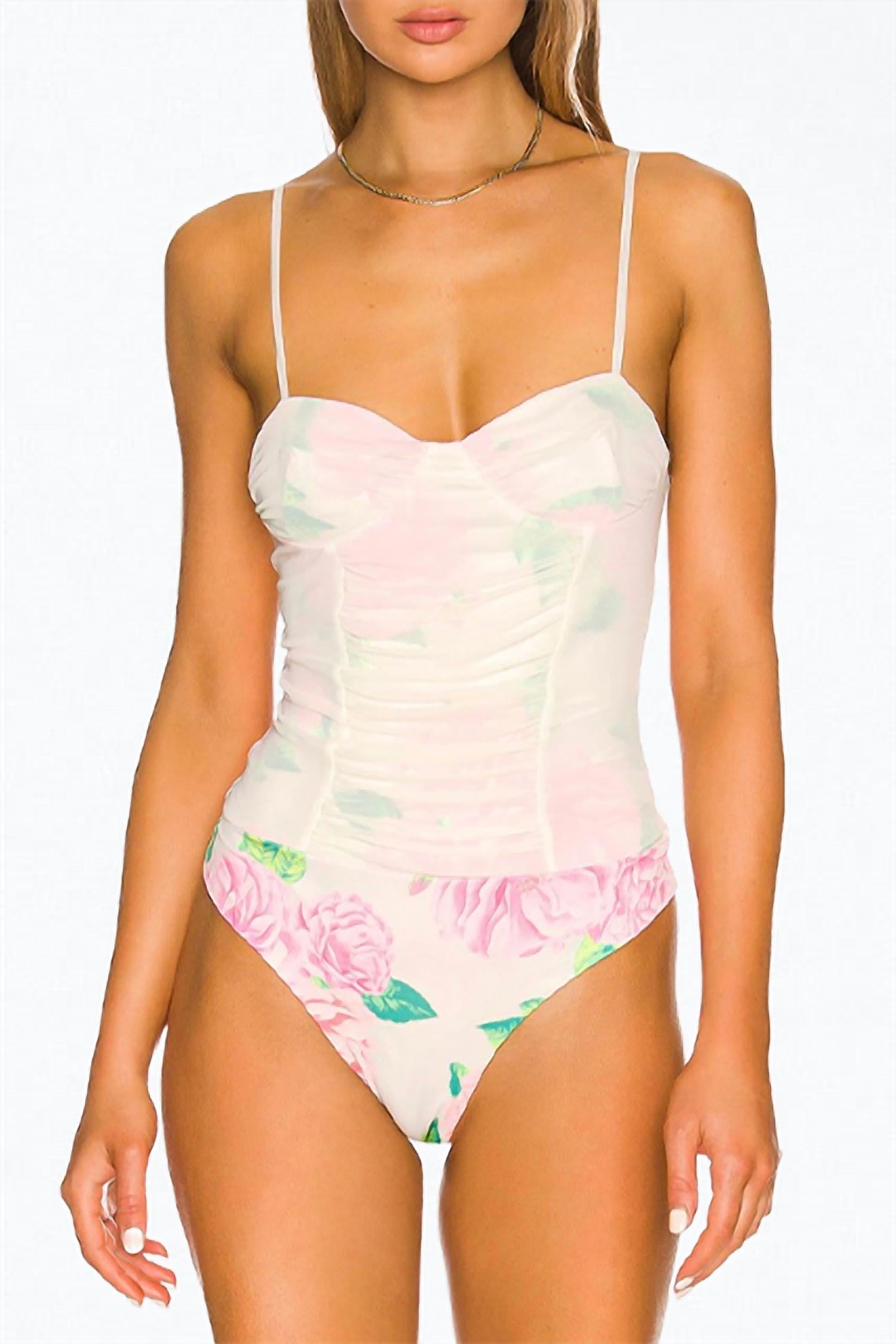 

Кат Корсет боди с плиссированной сеткой в цвете Blanc Bouquet AFRM, Blanc Bouquet