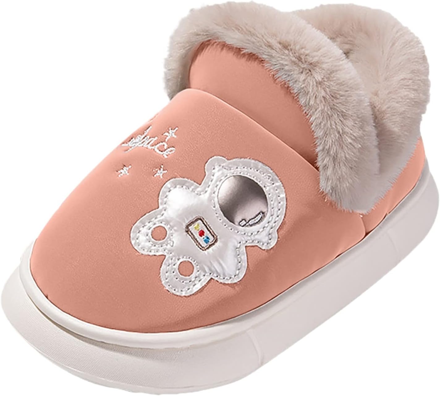 

Домашние тапочки для девочек и мальчиков с мультяшным рисунком, теплые зимние тапочки для детей (розовые, 6-12 месяцев) Generic