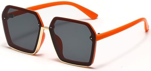 

Мужские солнцезащитные очки Polygon Square для женщин, модные солнцезащитные очки большого размера в стиле ретро, ​​унисекс, с защитой от УФ-излучения UV400 MTZJH, Orange Grey