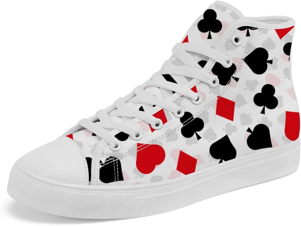 

Кеды на высокой подошве chebing Poker для мужчин и женщин, с рисунком игральных карт, шнуровка, повседневная обувь, подарок для папы и мамы, черный