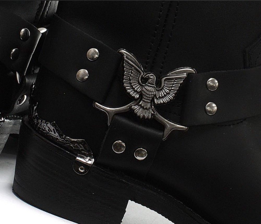 Мужские ботинки Grinders Eagle Hi Cowboy черные кожаные вестерн для байкеров — фото 4