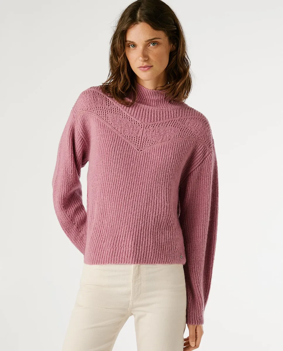 

Женский джемпер в технике пунтель с высоким воротником Pepe Jeans, розовый