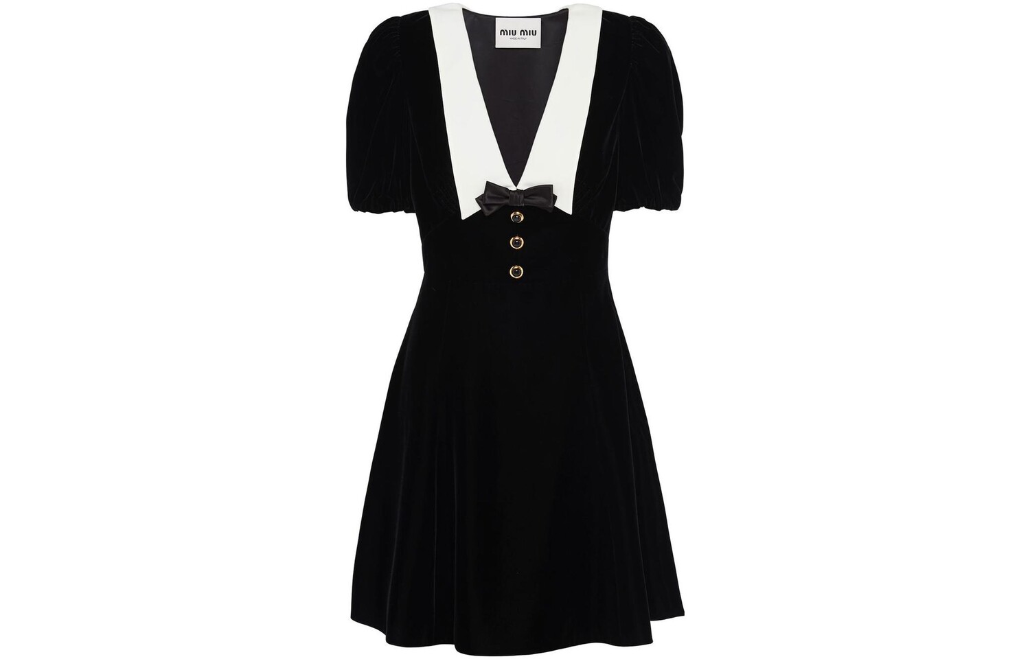 

Платье с короткими рукавами женское черное Miu Miu