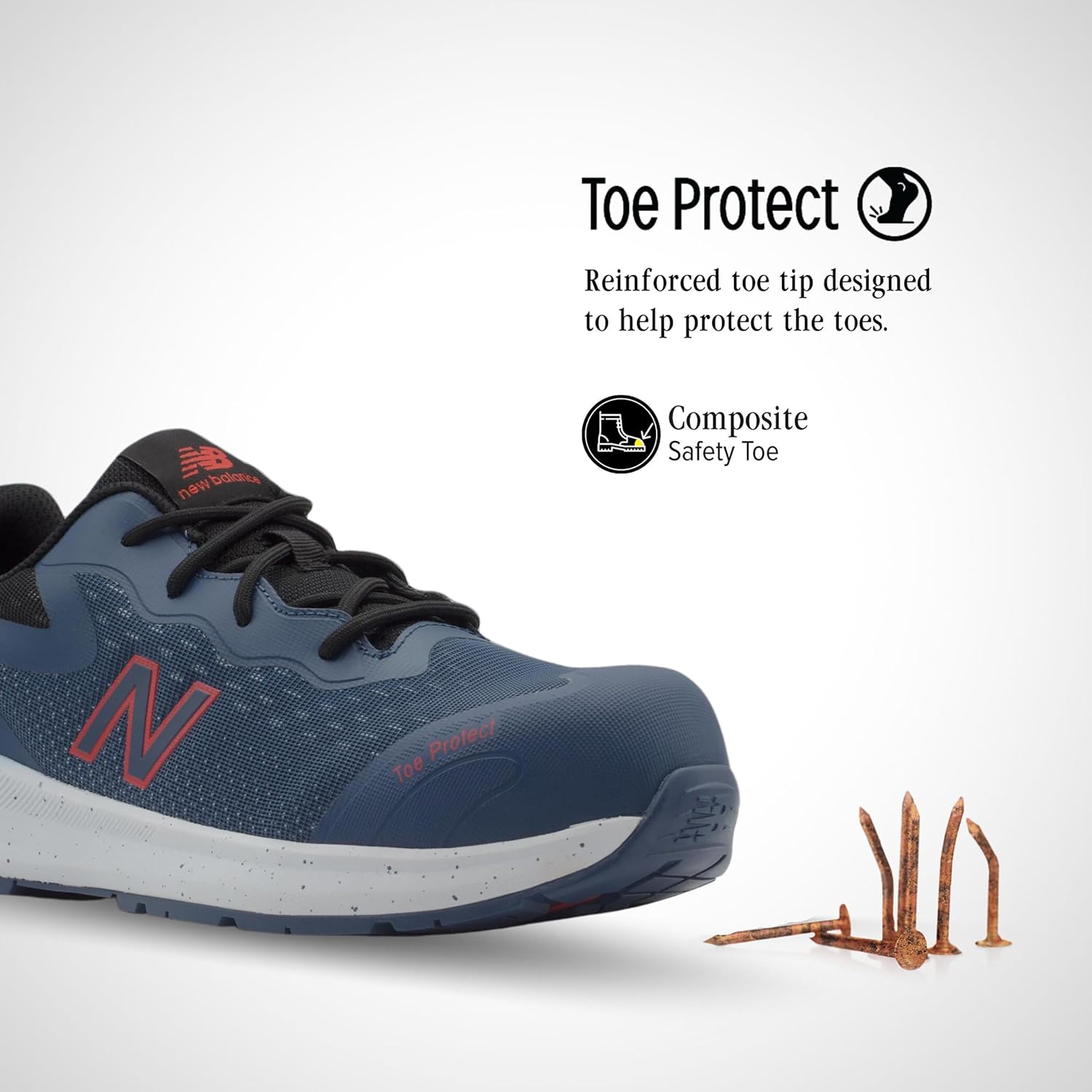 Мужские ботинки New Balance с композитным носком - противоскользящие, защищают от электричества, устойчивы к проколам - для промышленности и строительства, красный — фото 3