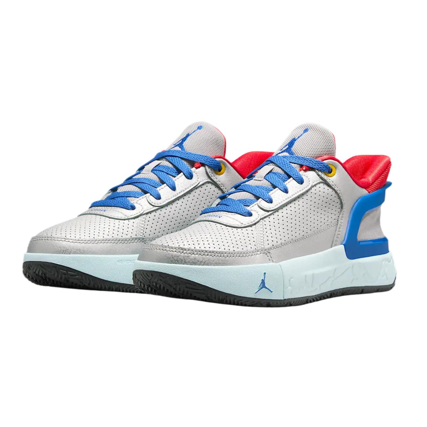 Jordan Детские баскетбольные кроссовки Metallic Silver/Light Red/Glacier Blue/Game Royal Blue — фото 3