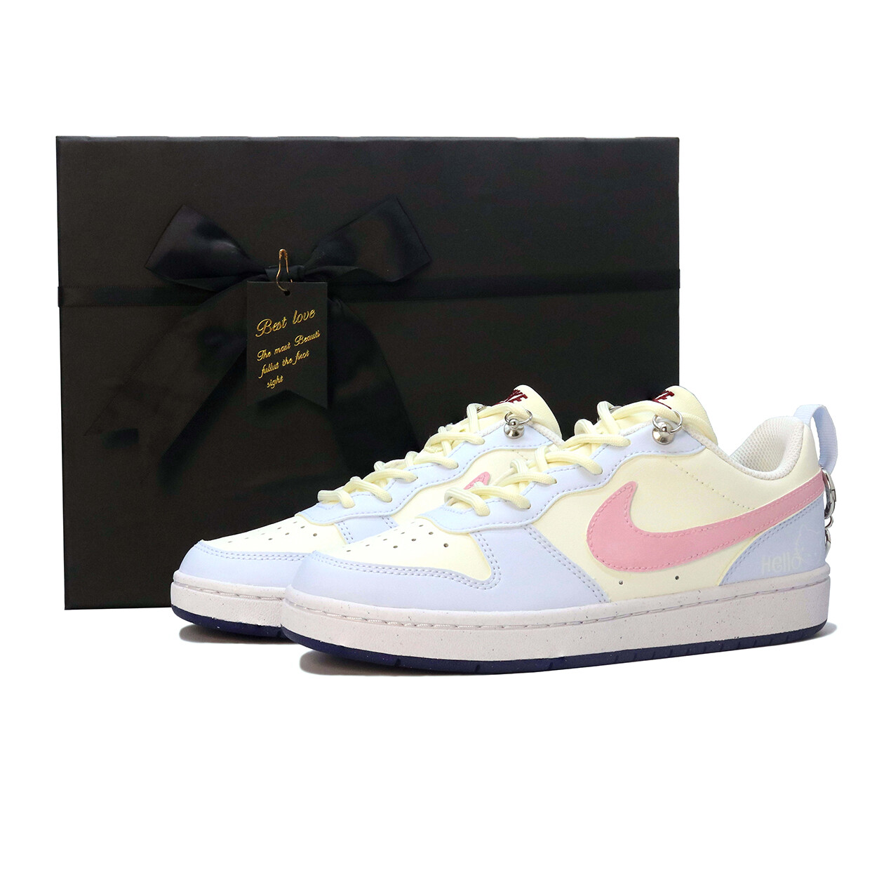 

Кроссовки Nike Court Borough Skateboarding Shoes Women's Low-top Yellow Pink Purple, желтый/розовый/фиолетовый