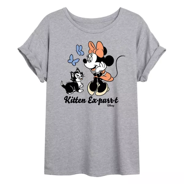 

Футболка оверсайз с Минни Маус и котёнком Фигаро Disney, серый