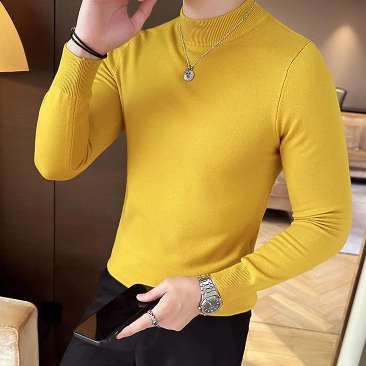 Мужской свитер Slim Fit с полуворотником — фото 2