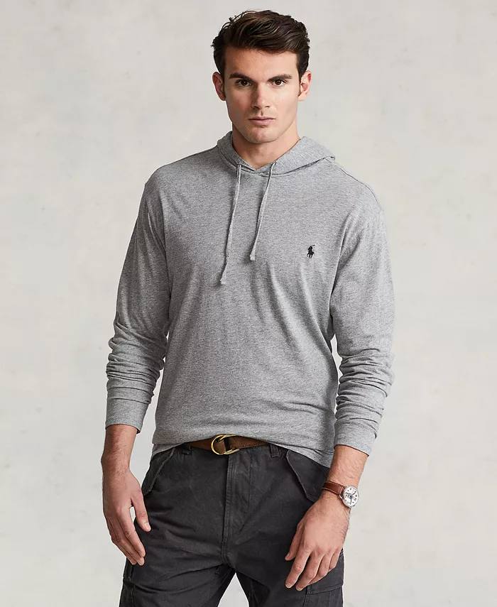 Мужская толстовка с капюшоном Big & Tall из джерси Polo Ralph Lauren, серый — фото 4