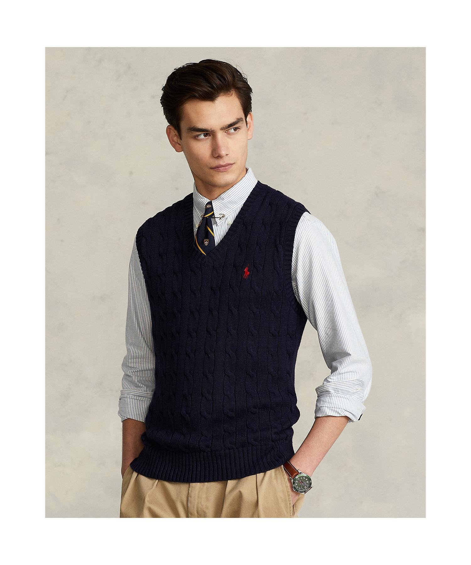 Хлопковый жилет с косами Polo Ralph Lauren, 400 Blue