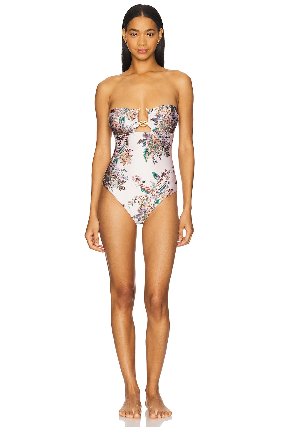 

Купальник с узлом Rhiannon от Zimmermann, cream multi paisley