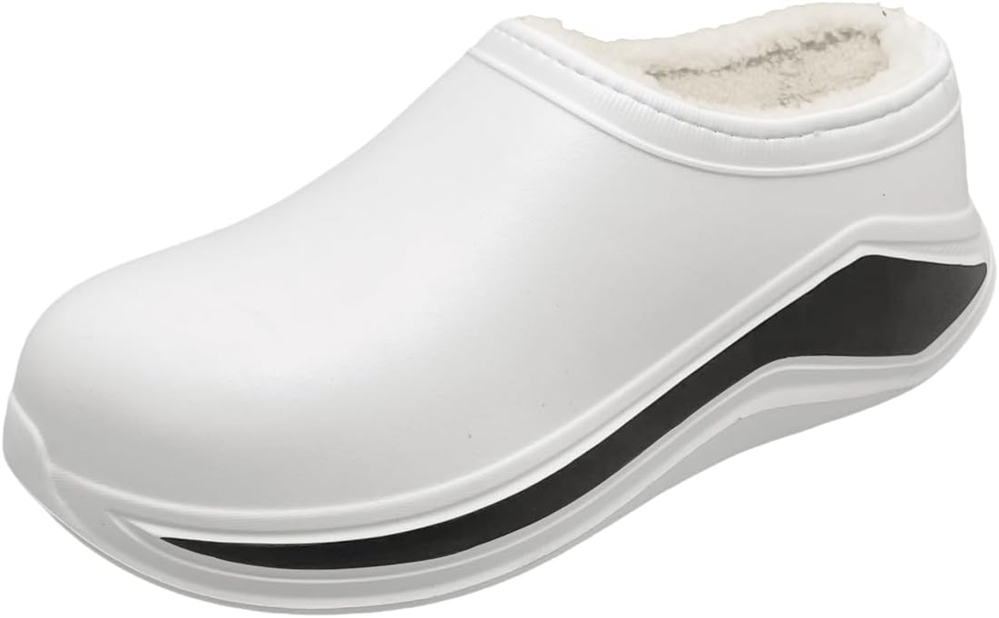 

Шлепанцы для мужчин и женщин, зимние мюли с плюшевой подкладкой, закрытый носок Chill Walk, белый