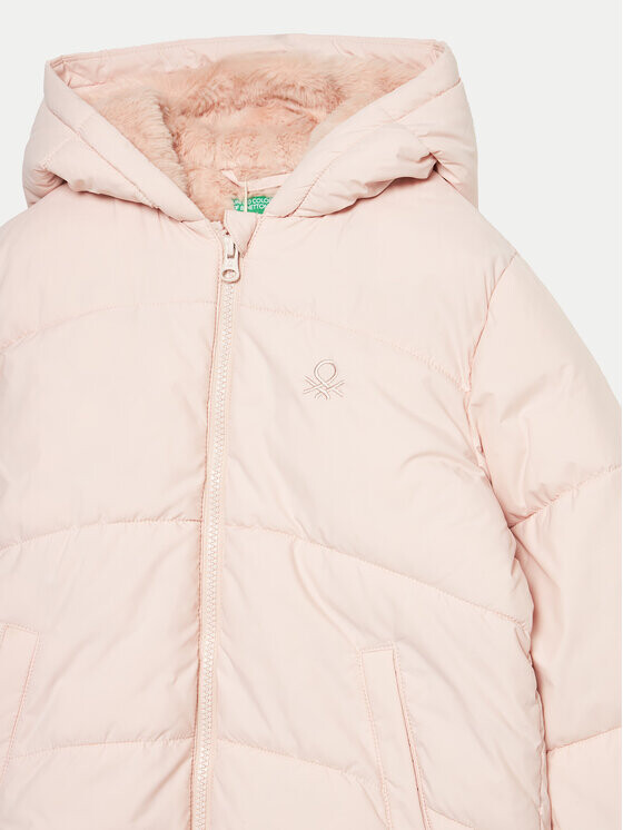 Пуховик стандартного кроя United Colors Of Benetton, розовый — фото 3