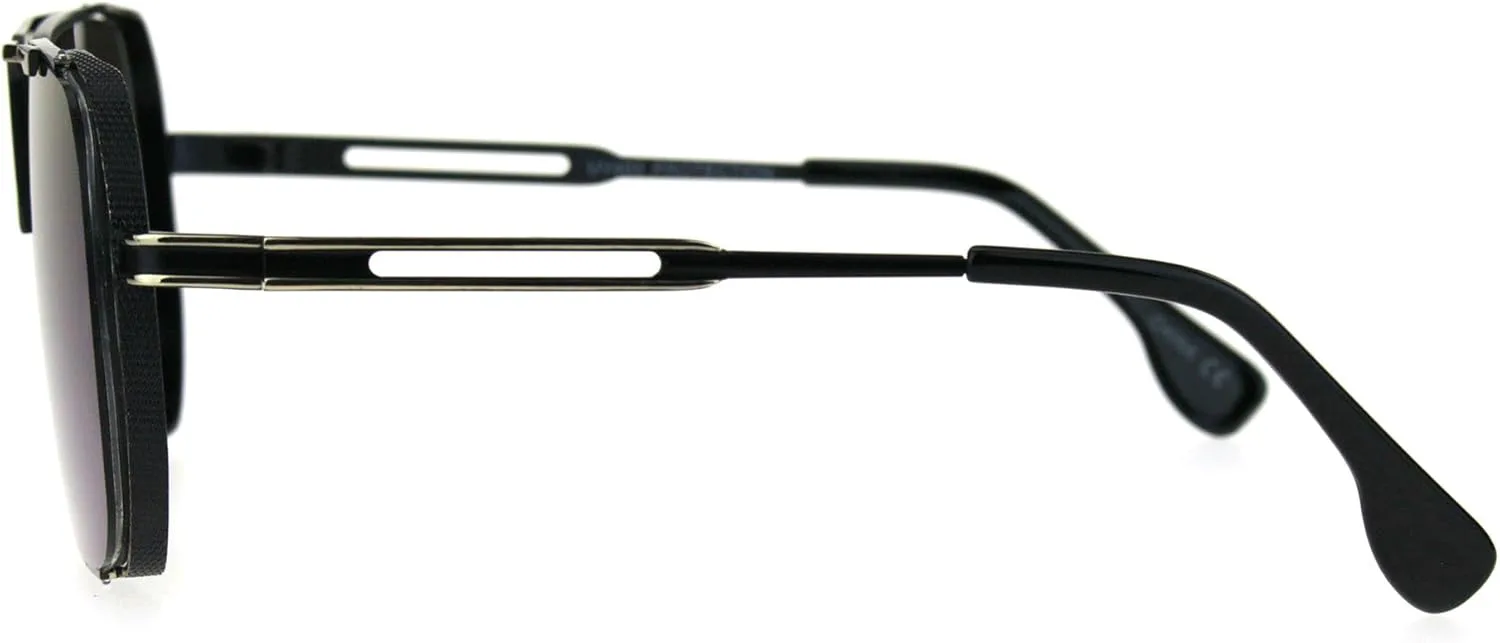 

PASTL Модные солнцезащитные очки в стиле ретро-модерн, квадратная металлическая оправа, зеркальные линзы, защита от УФ-излучения UV 400, Black (Blue Purple Mirror)