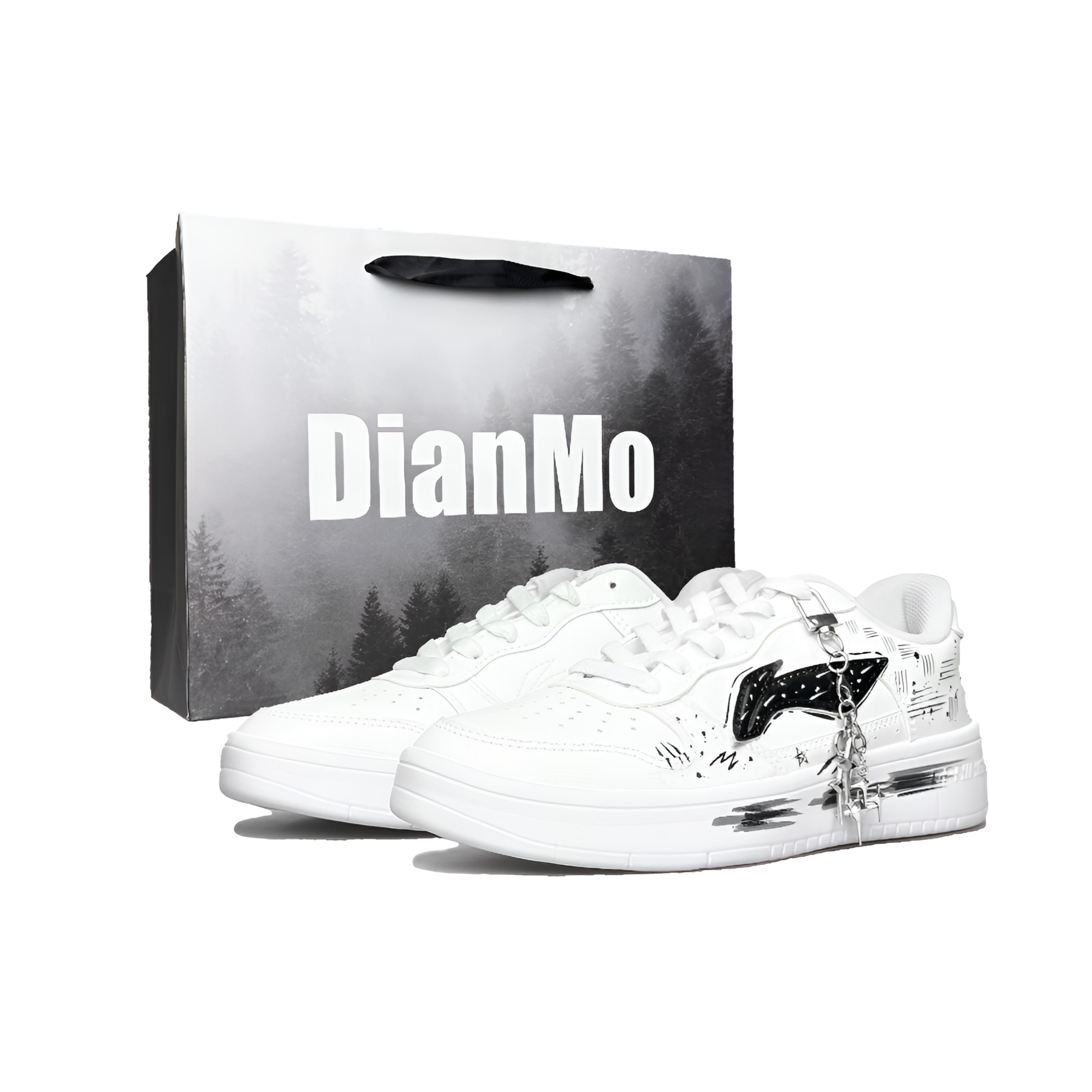 

Кроссовки для скейтбординга LiNing Pontoon Boats Ink, Falling Stars, Shopping Bag с амортизацией и износостойким покрытием. Низкие., черный белый (shopping bag)