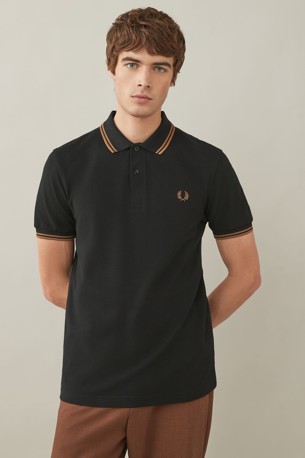 

Мужская рубашка поло с двойным кантом Fred Perry, черный