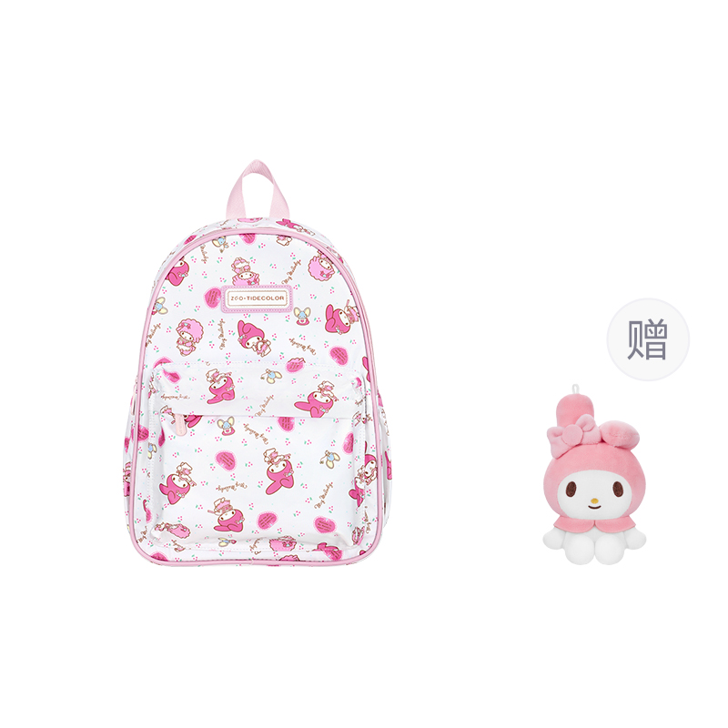 

Sanrio Большой розово-белый женский рюкзак из полиэстера, My Melody-Pink White+My Melody Doll