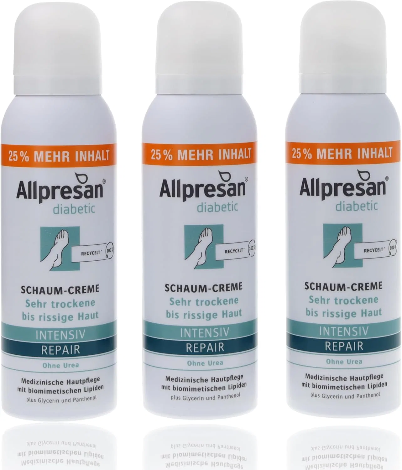Крем-пена для диабетиков Allpresan Diabetic Intensive + Repair без мочевины, 3 x 125 мл Allpresan