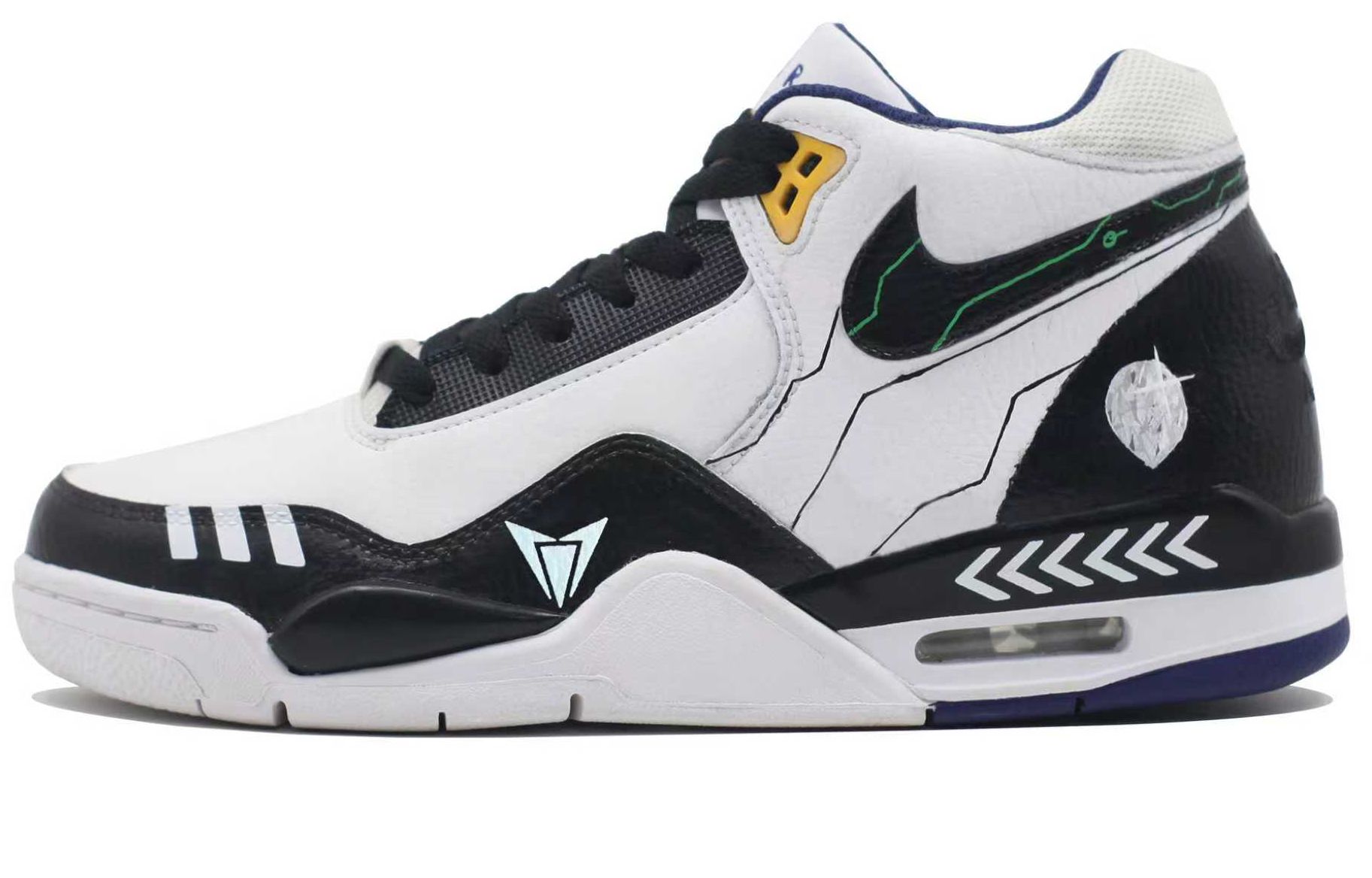 

Nike Кроссовки баскетбольные мужские Mid top Vintage с амортизацией Flight Legacy Cushion и износостойкой подошвой, черно-белые