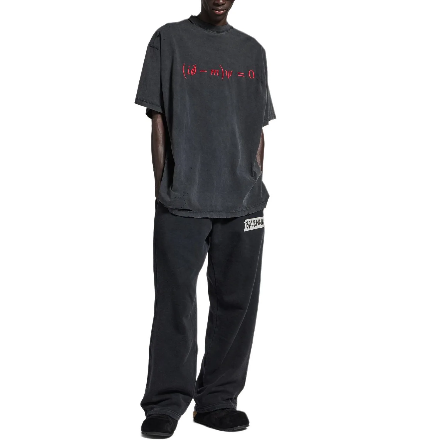 Футболка SS26 Loose Fit мужская Balenciaga, washed черный & красный — фото 3