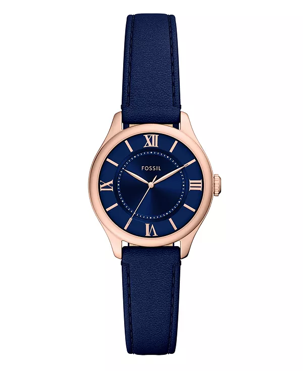 

Женские часы Gilmore с тремя стрелками, темно-синие, из кожи крокодила, 28 мм Fossil, blue