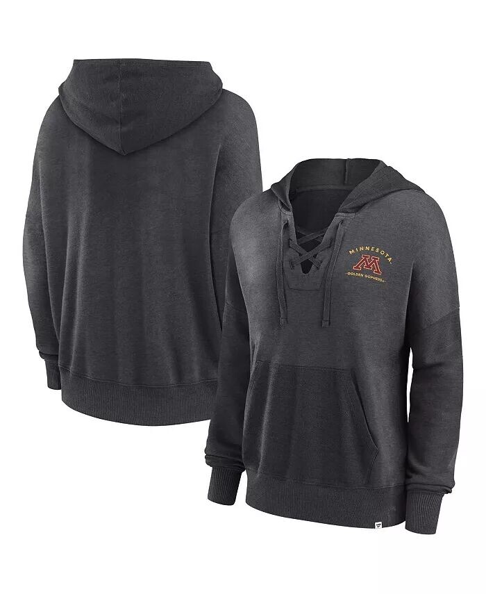 

Женский пуловер с капюшоном на шнуровке Heather Charcoal Minnesota Golden Gophers Campus Fanatics, черный